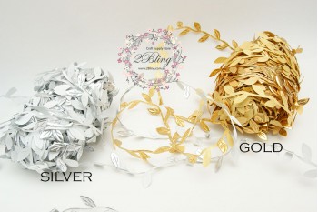 Leaf garland trim, Gold or Silver- 1 meter